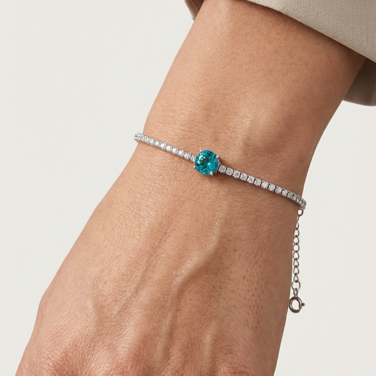 HÉLUNE Argent Lumière Paraiba Sapphire Tennis Bracelet