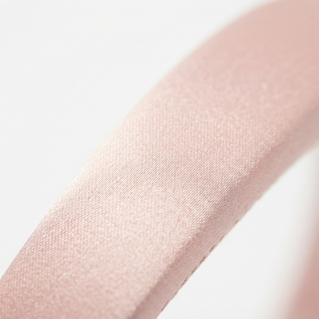 HÉLUNE Nude Pink 1cm Thin Pure Silk Padded Headband, 15cm Minimalist Luxury Hair Hoop for Daily Makeup, 12 Solid Colors Available