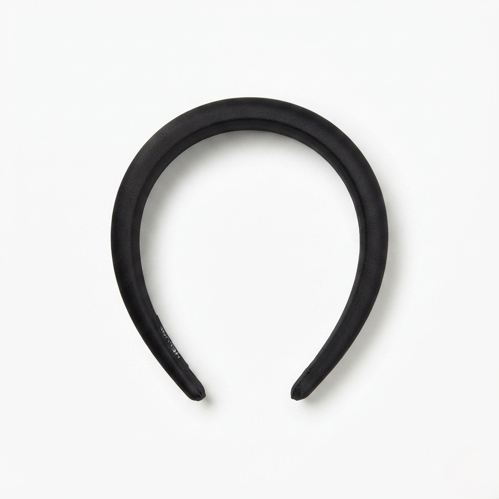 HÉLUNE Matte Black 1cm Thin Pure Silk Padded Headband, 15cm Minimal Quiet Luxury Hair Hoop For Makeup Skincare, 12 Solid Colors Collection