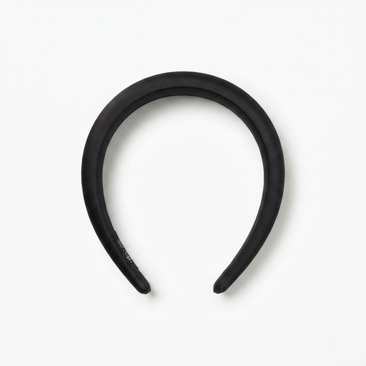 HÉLUNE Matte Black 1cm Thin Pure Silk Padded Headband, 15cm Minimal Quiet Luxury Hair Hoop For Makeup Skincare, 12 Solid Colors Collection