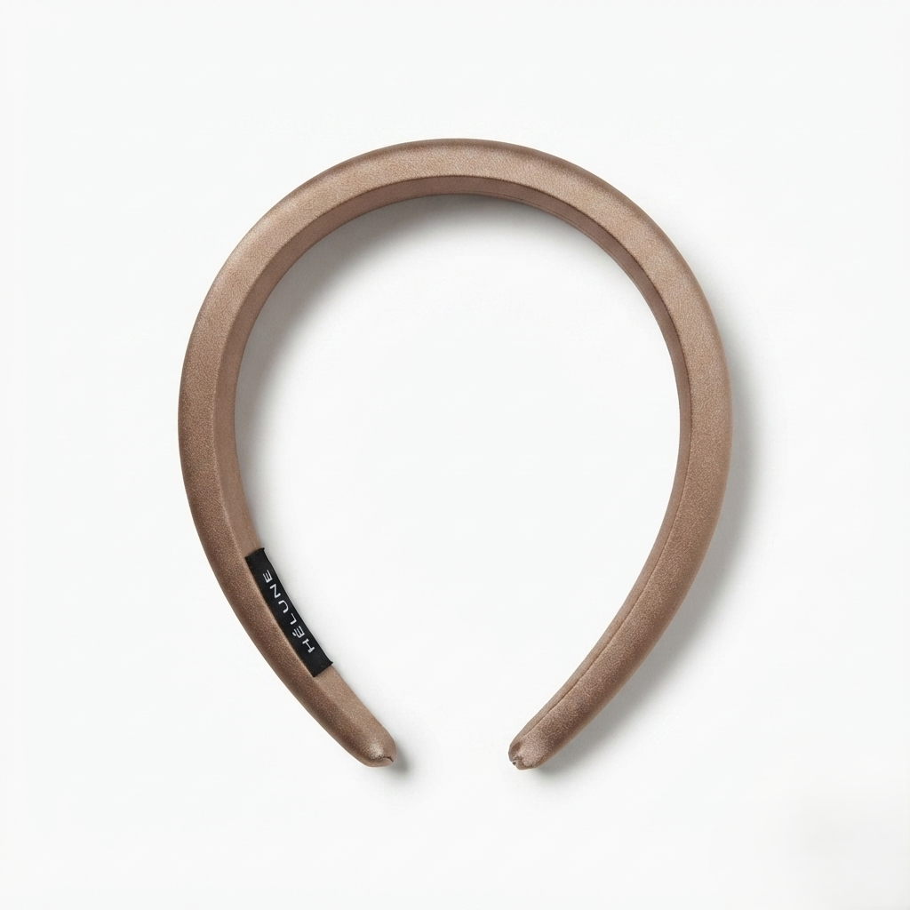 HÉLUNE Coffee 1cm Thin Pure Silk Padded Headband, 15cm Minimal Quiet Luxury Hair Hoop For Makeup Skincare, 12 Solid Colors Collection
