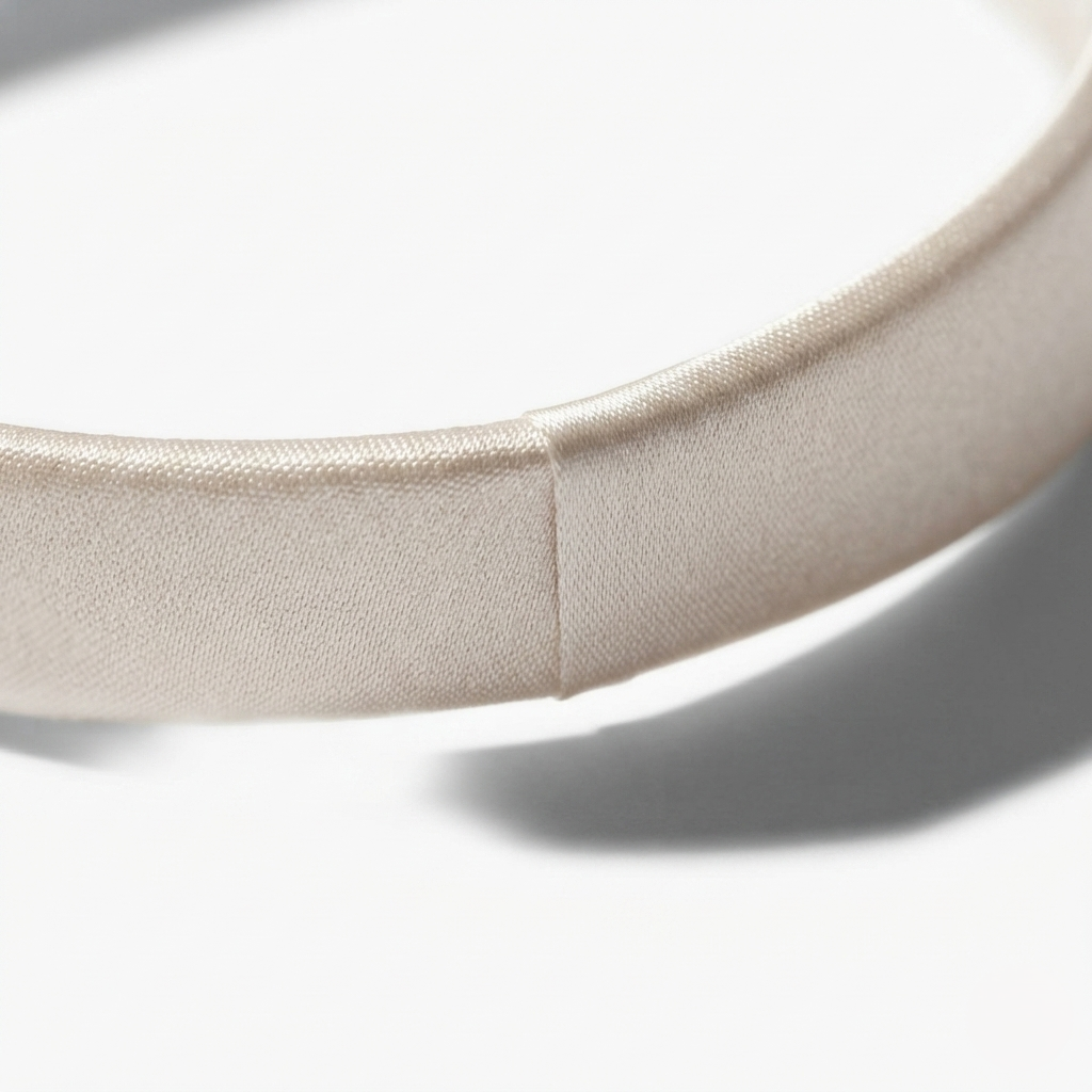 HÉLUNE Pearl White 1cm Thin Pure Silk Padded Headband, 15cm Minimal Quiet Luxury Hair Hoop For Makeup Skincare, 12 Solid Colors Collection