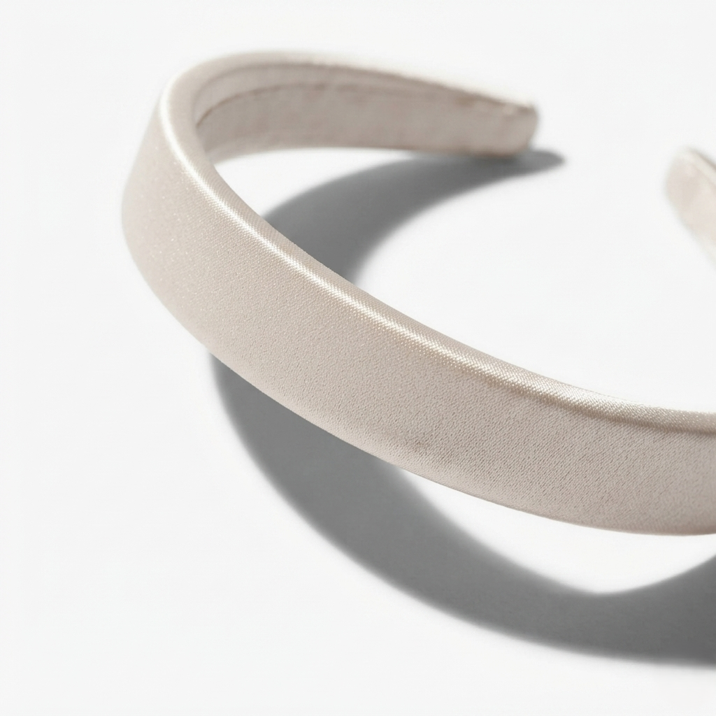HÉLUNE Pearl White 1cm Thin Pure Silk Padded Headband, 15cm Minimal Quiet Luxury Hair Hoop For Makeup Skincare, 12 Solid Colors Collection