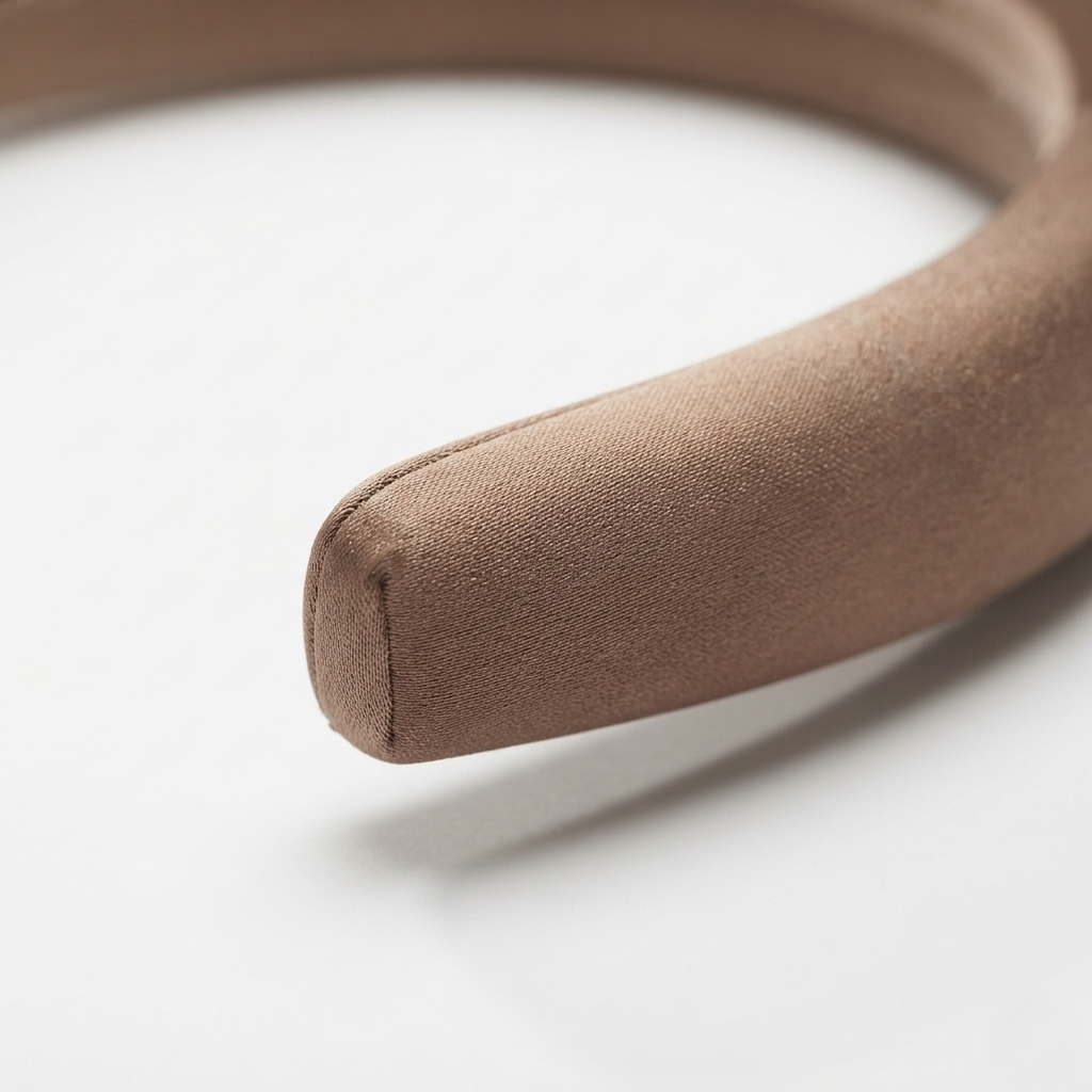 HÉLUNE Coffee 1cm Thin Pure Silk Padded Headband, 15cm Minimal Quiet Luxury Hair Hoop For Makeup Skincare, 12 Solid Colors Collection