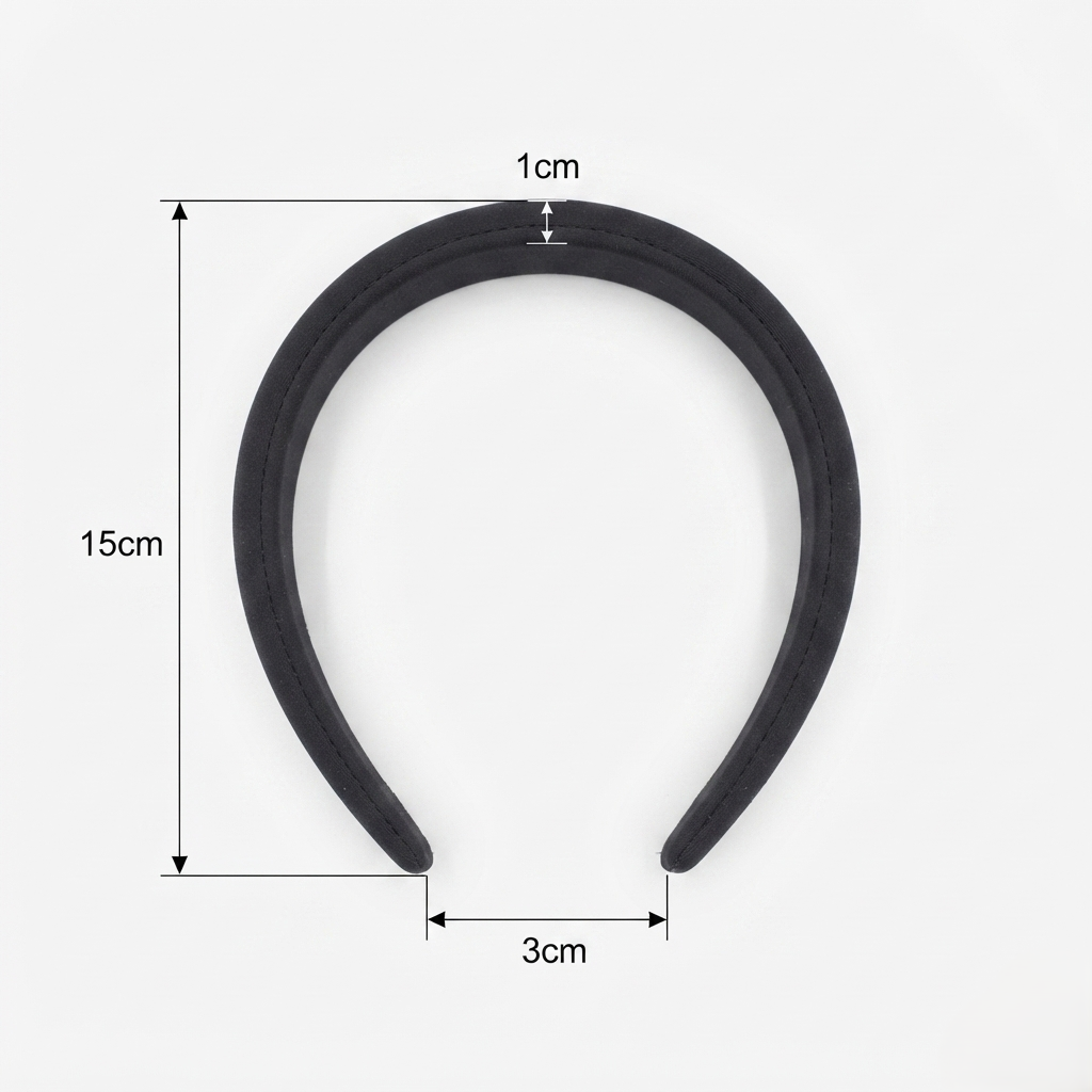 HÉLUNE Matte Black 1cm Thin Pure Silk Padded Headband, 15cm Minimal Quiet Luxury Hair Hoop For Makeup Skincare, 12 Solid Colors Collection
