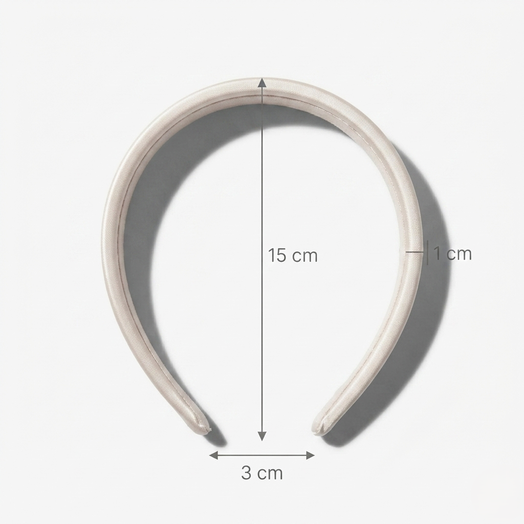 HÉLUNE Pearl White 1cm Thin Pure Silk Padded Headband, 15cm Minimal Quiet Luxury Hair Hoop For Makeup Skincare, 12 Solid Colors Collection