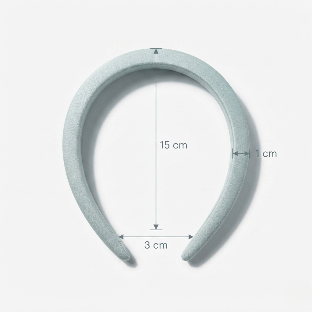 HÉLUNE Haze Blue 1cm Thin Pure Silk Padded Headband, 15cm Minimal Quiet Luxury Hair Hoop For Makeup Skincare, 12 Solid Colors Collection