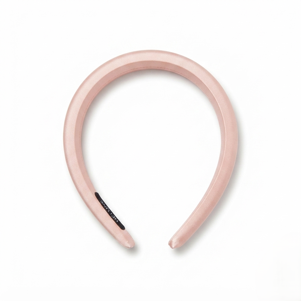 HÉLUNE Nude Pink 1cm Thin Pure Silk Padded Headband, 15cm Minimalist Luxury Hair Hoop for Daily Makeup, 12 Solid Colors Available