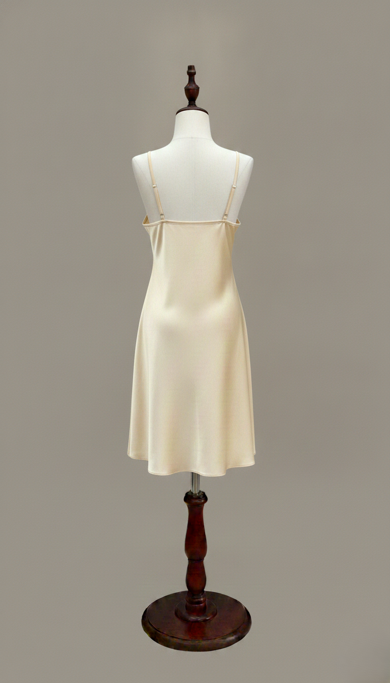 HÉLUNE Moonveil Crescent Silk Mini Nightgown | Champagne Ivory