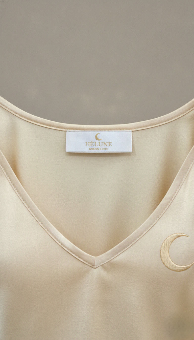 HÉLUNE Moonveil Crescent Silk Mini Nightgown | Champagne Ivory