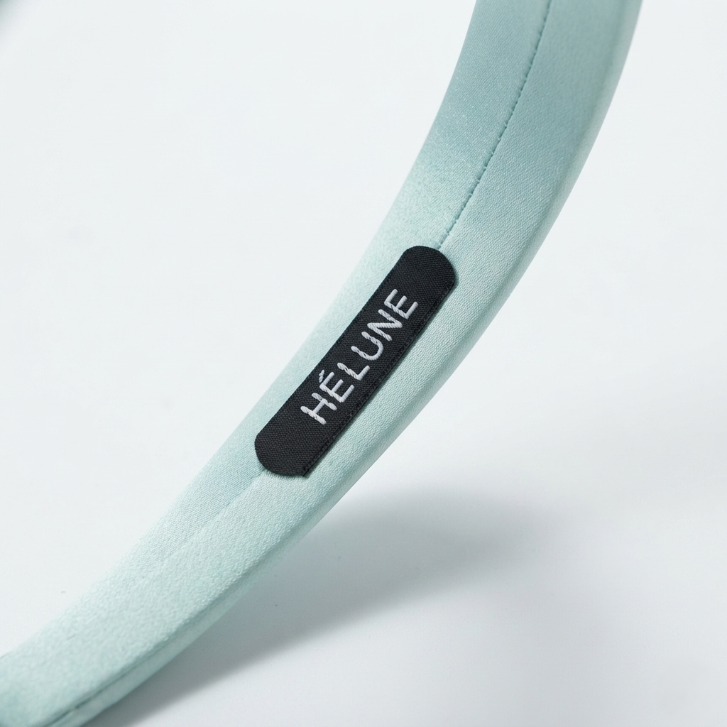 HÉLUNE Haze Blue 1cm Thin Pure Silk Padded Headband, 15cm Minimal Quiet Luxury Hair Hoop For Makeup Skincare, 12 Solid Colors Collection