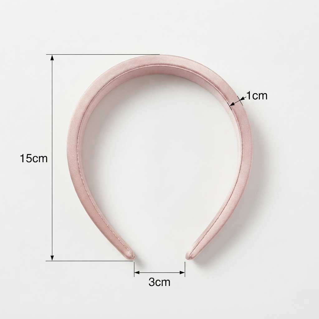 HÉLUNE Nude Pink 1cm Thin Pure Silk Padded Headband, 15cm Minimalist Luxury Hair Hoop for Daily Makeup, 12 Solid Colors Available