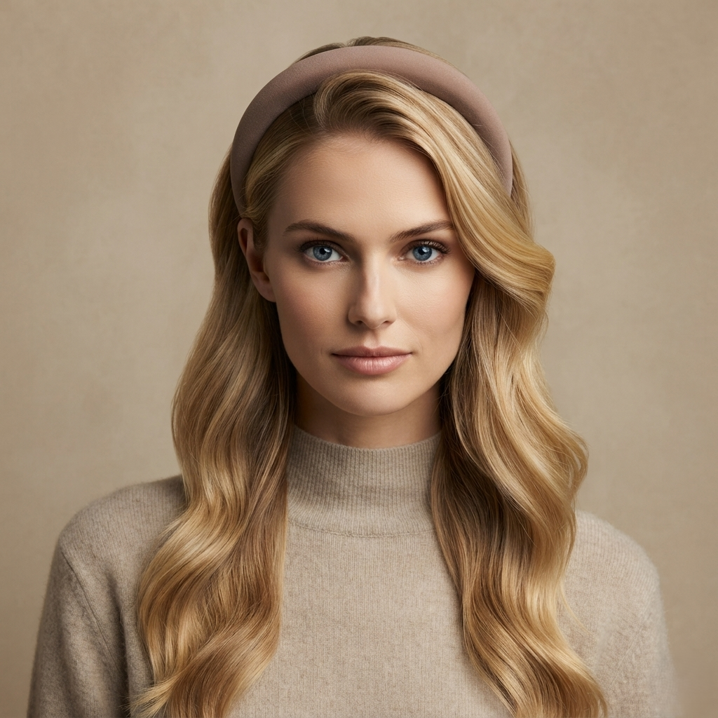 HÉLUNE Coffee 1cm Thin Pure Silk Padded Headband, 15cm Minimal Quiet Luxury Hair Hoop For Makeup Skincare, 12 Solid Colors Collection
