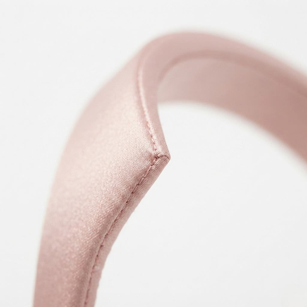 HÉLUNE Nude Pink 1cm Thin Pure Silk Padded Headband, 15cm Minimalist Luxury Hair Hoop for Daily Makeup, 12 Solid Colors Available