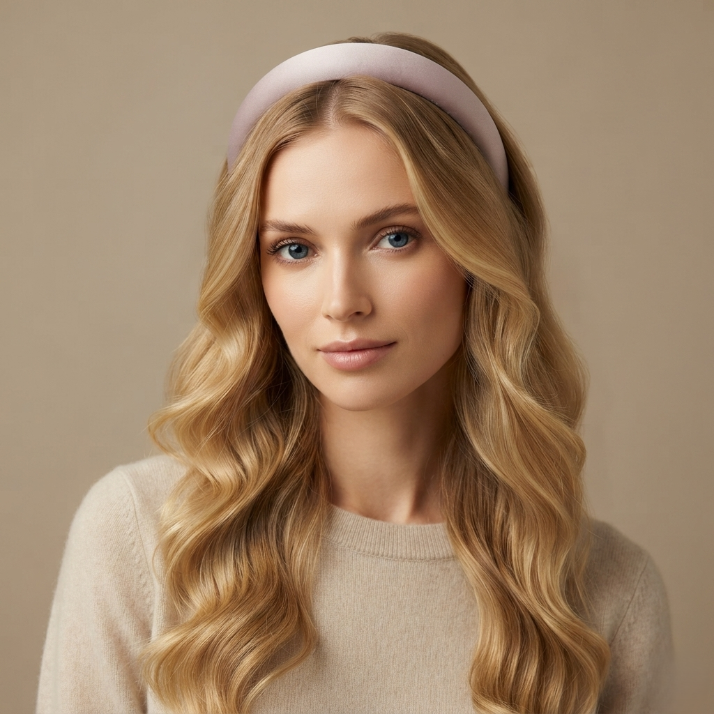 HÉLUNE Dusty Pink 1cm Thin Pure Silk Padded Headband, 15cm Minimal Quiet Luxury Hair Hoop For Makeup Skincare, 12 Solid Colors Collection