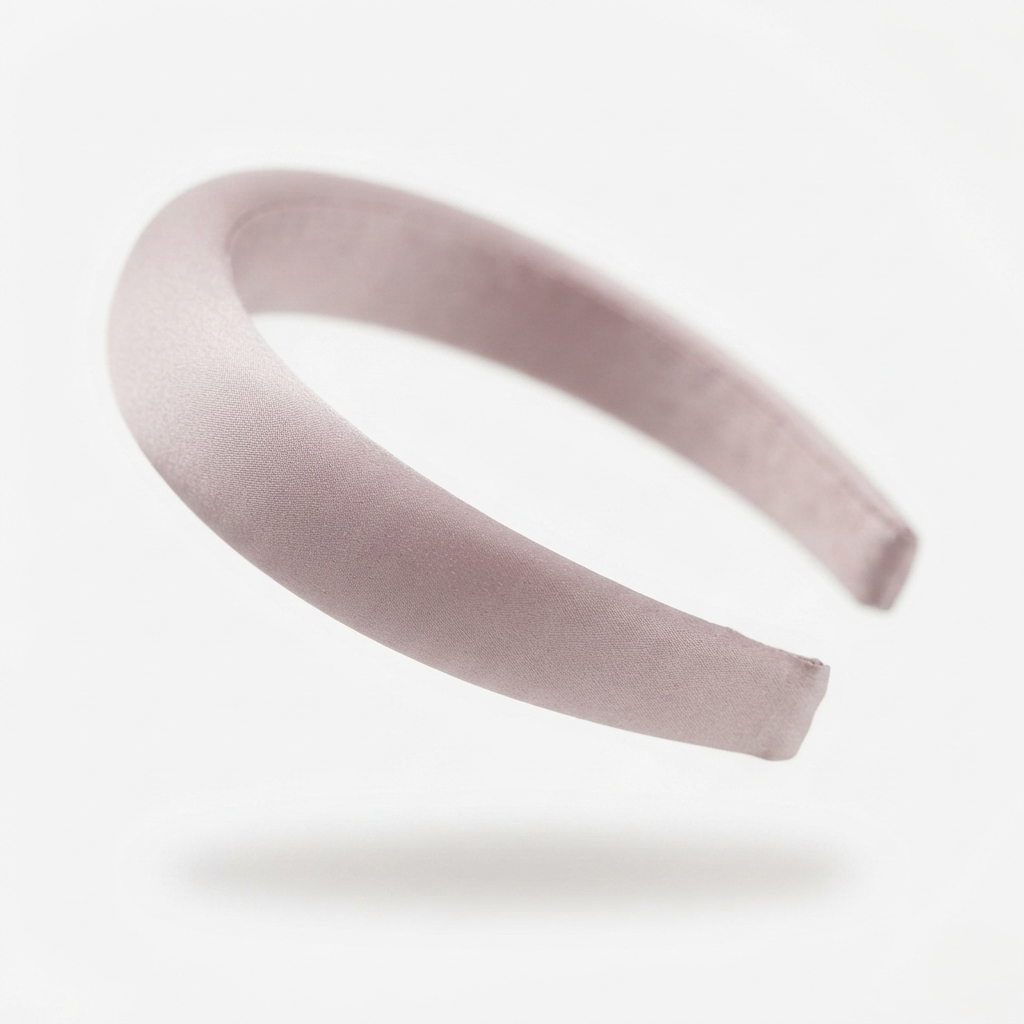 HÉLUNE Dusty Pink 1cm Thin Pure Silk Padded Headband, 15cm Minimal Quiet Luxury Hair Hoop For Makeup Skincare, 12 Solid Colors Collection